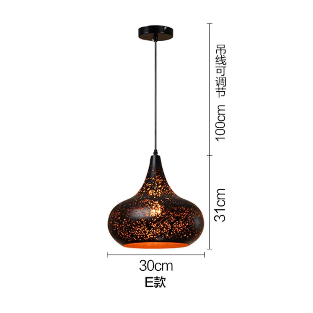 Suspension design artistique noir mat lumière dorée moderne