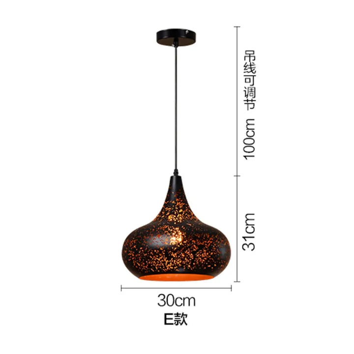 Suspension design artistique noir mat lumière dorée moderne