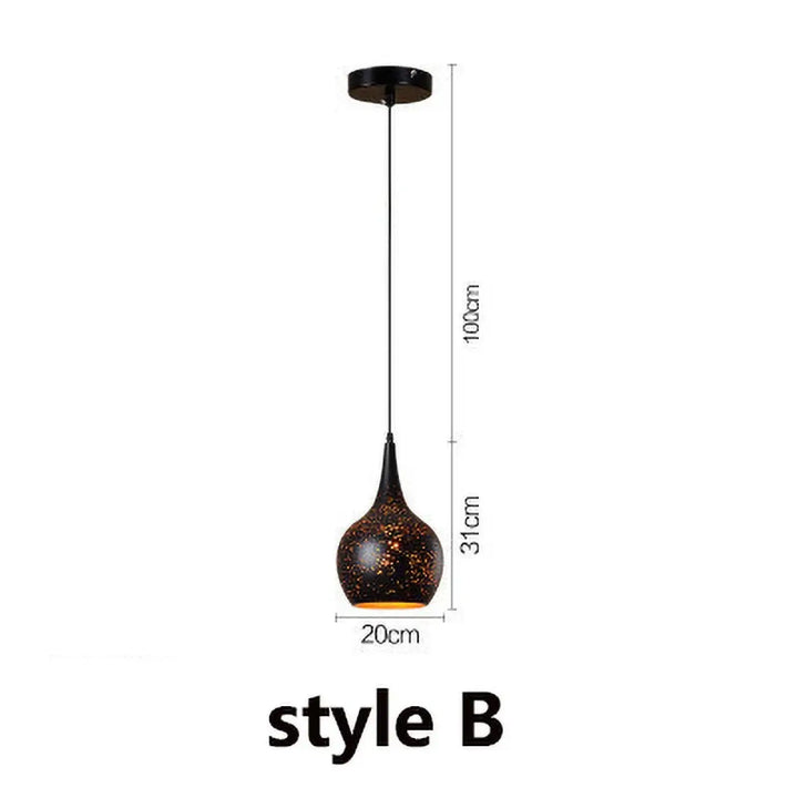 Suspension design artistique noir mat lumière dorée moderne