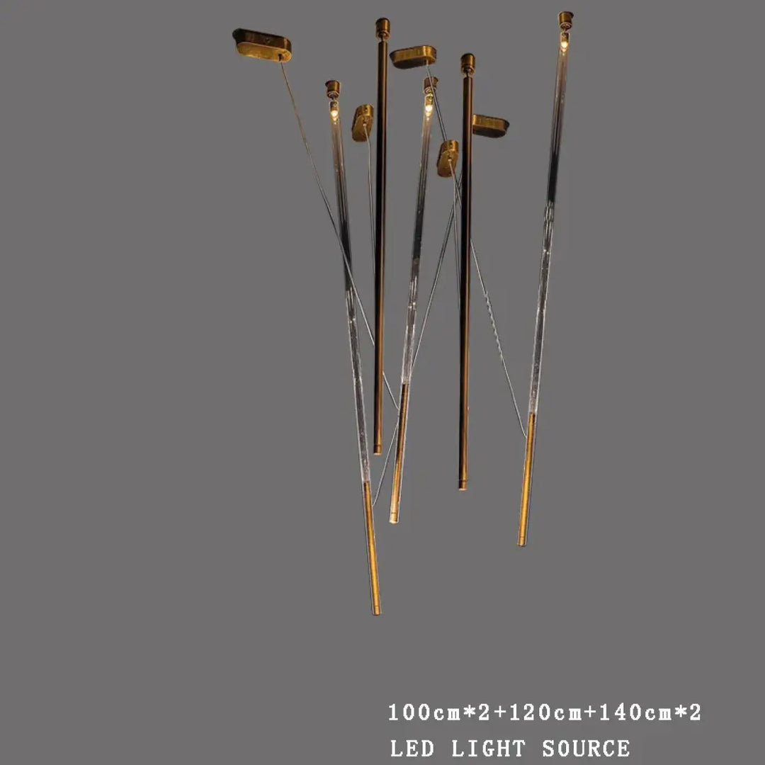 Suspension design artistique à tiges lumineuses led design