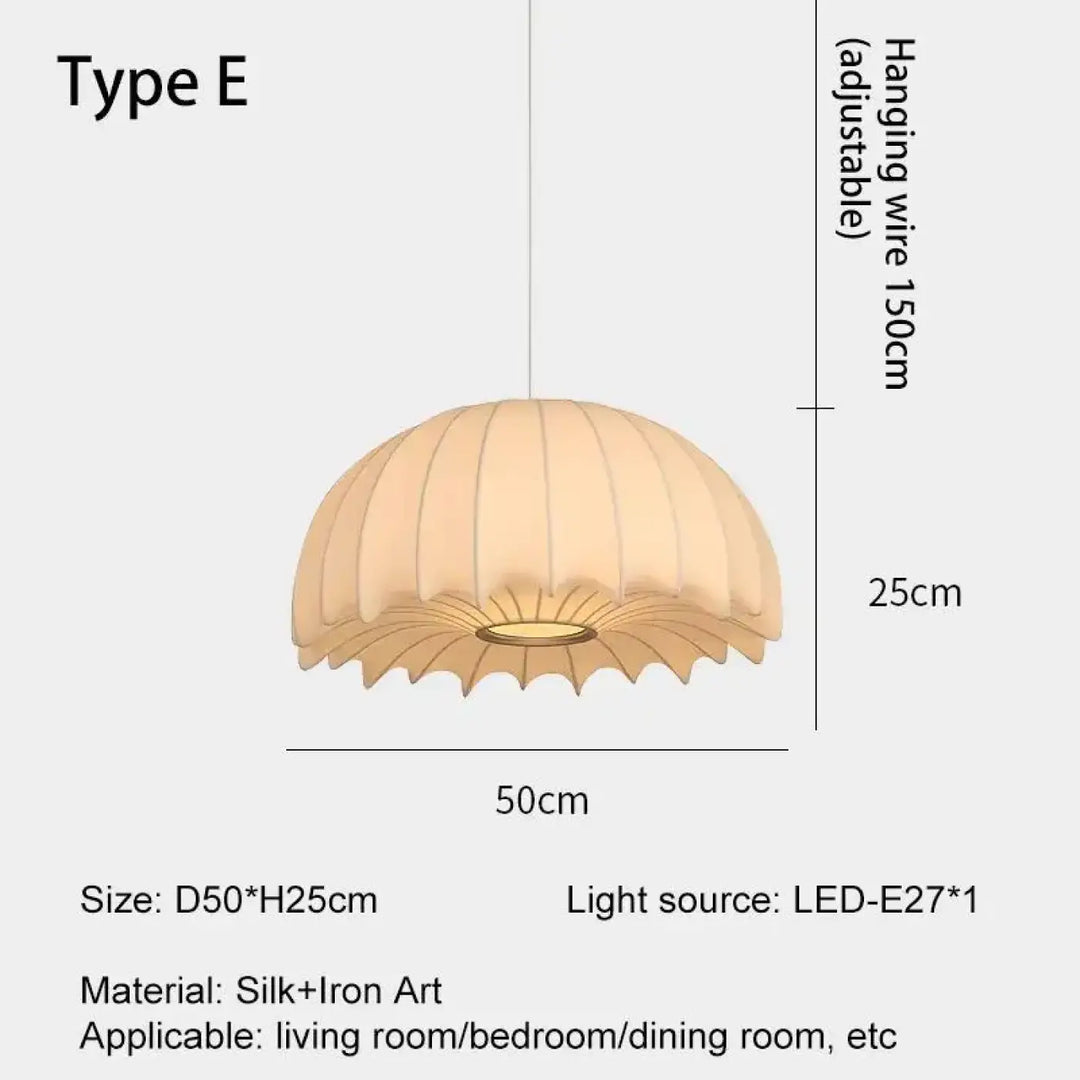 Suspension design beige en tissu ondulé décor raffiné
