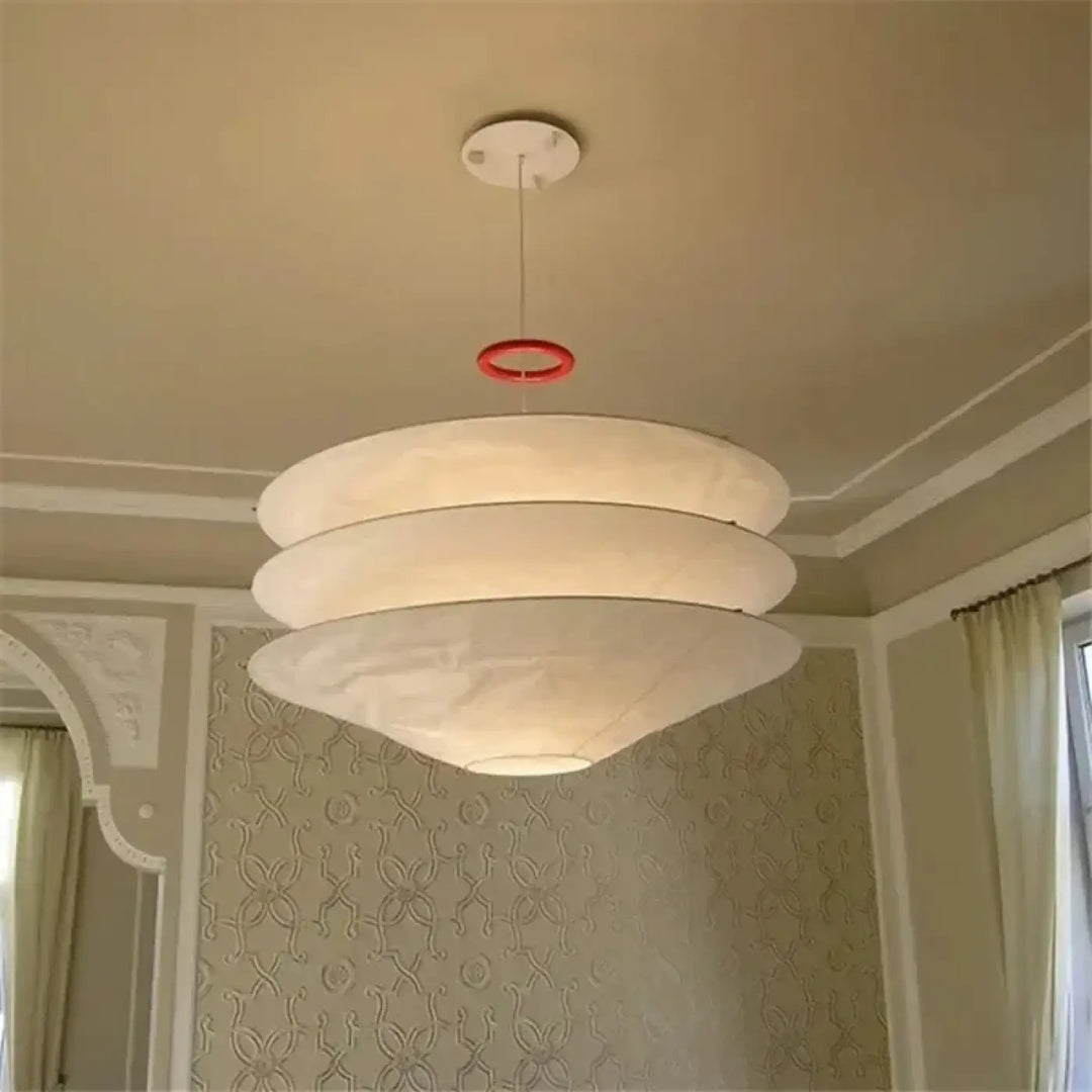 Suspension design blanche moderne en papier avec abat-jour empilé


