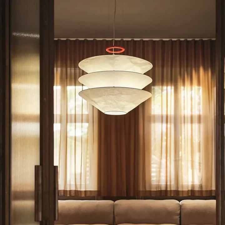 Suspension design blanche moderne en papier avec abat-jour empilé

