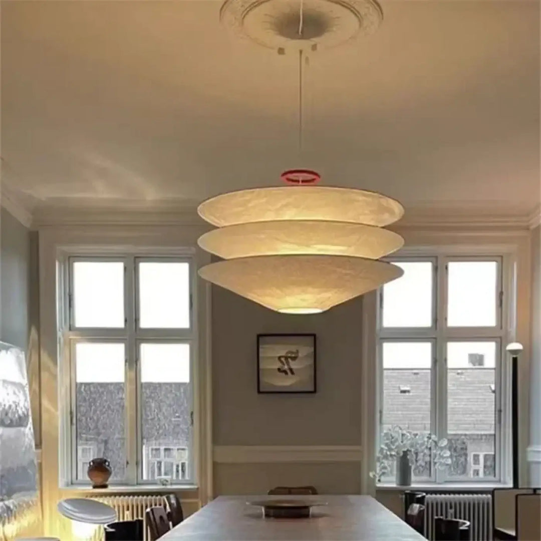 Suspension design blanche moderne en papier avec abat-jour empilé

