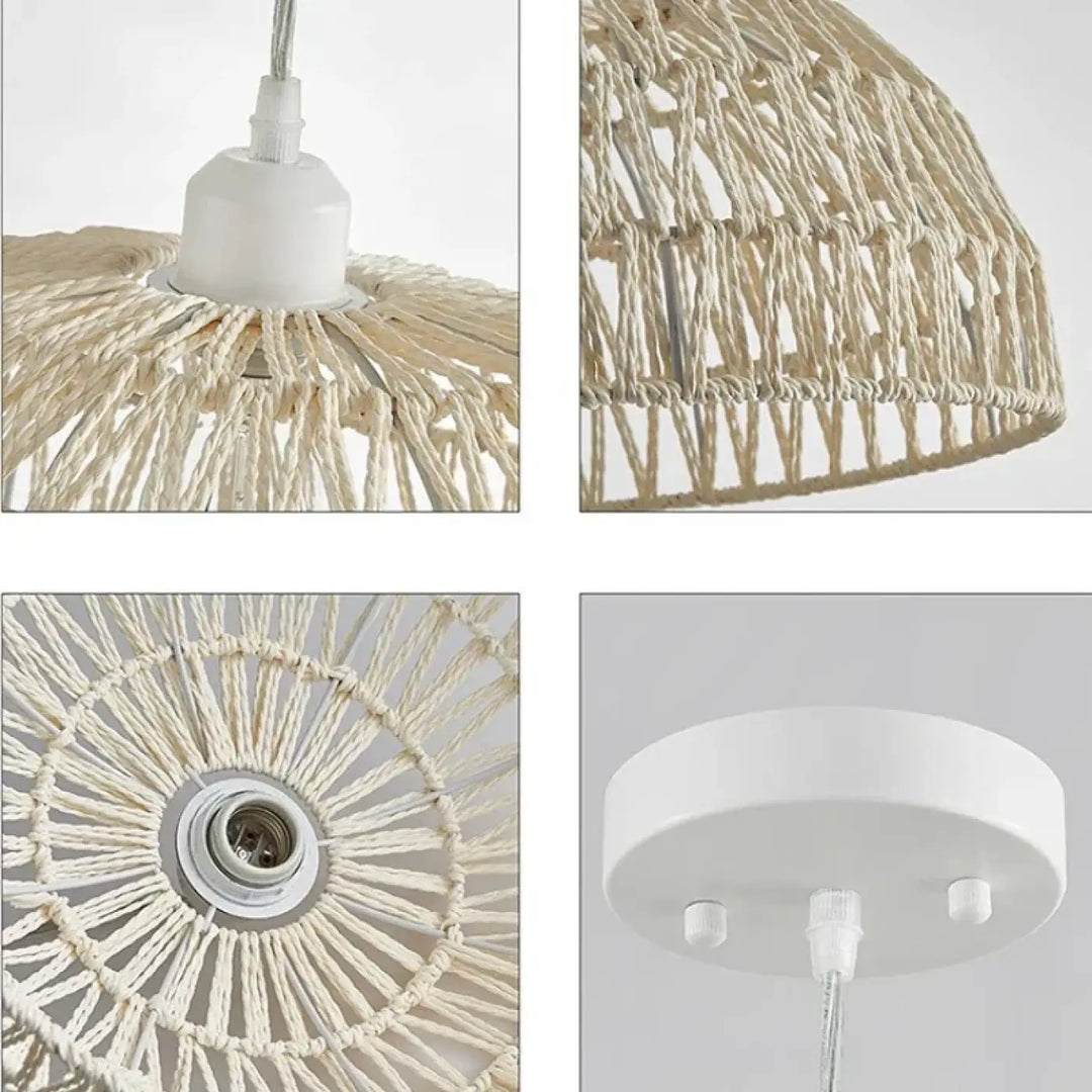 Suspension design bohème en fibre tressée style chic