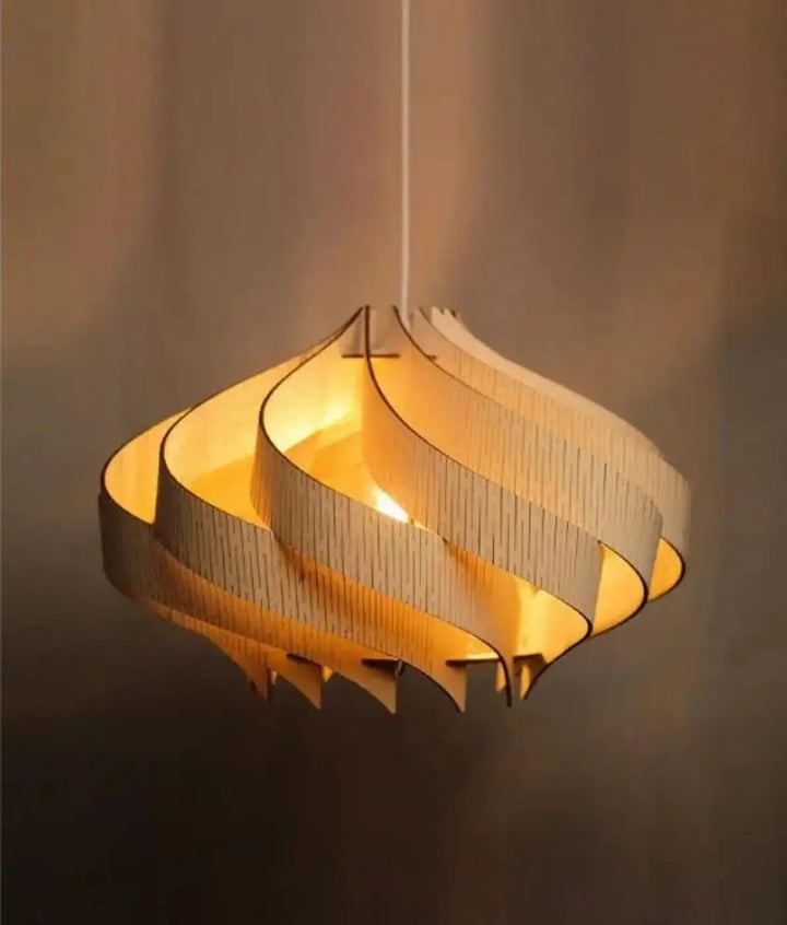 Suspension design en bois pour une lumière douce et élégante