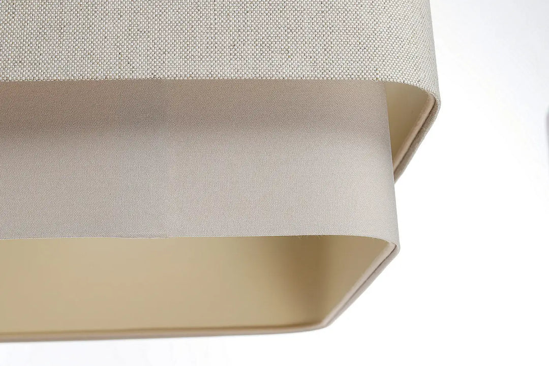 Suspension luminaire kwadro duo avec abat-jour en lin beige crème à texture tissée subtile et design carrée élégant