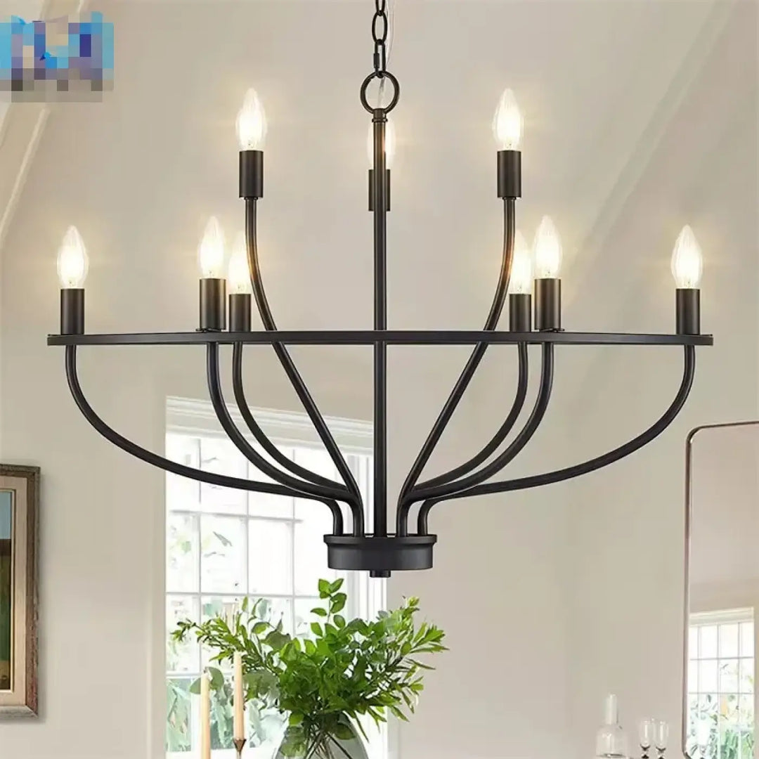 Suspension Design Circulaire Dorée Avec Lumières Flamme

