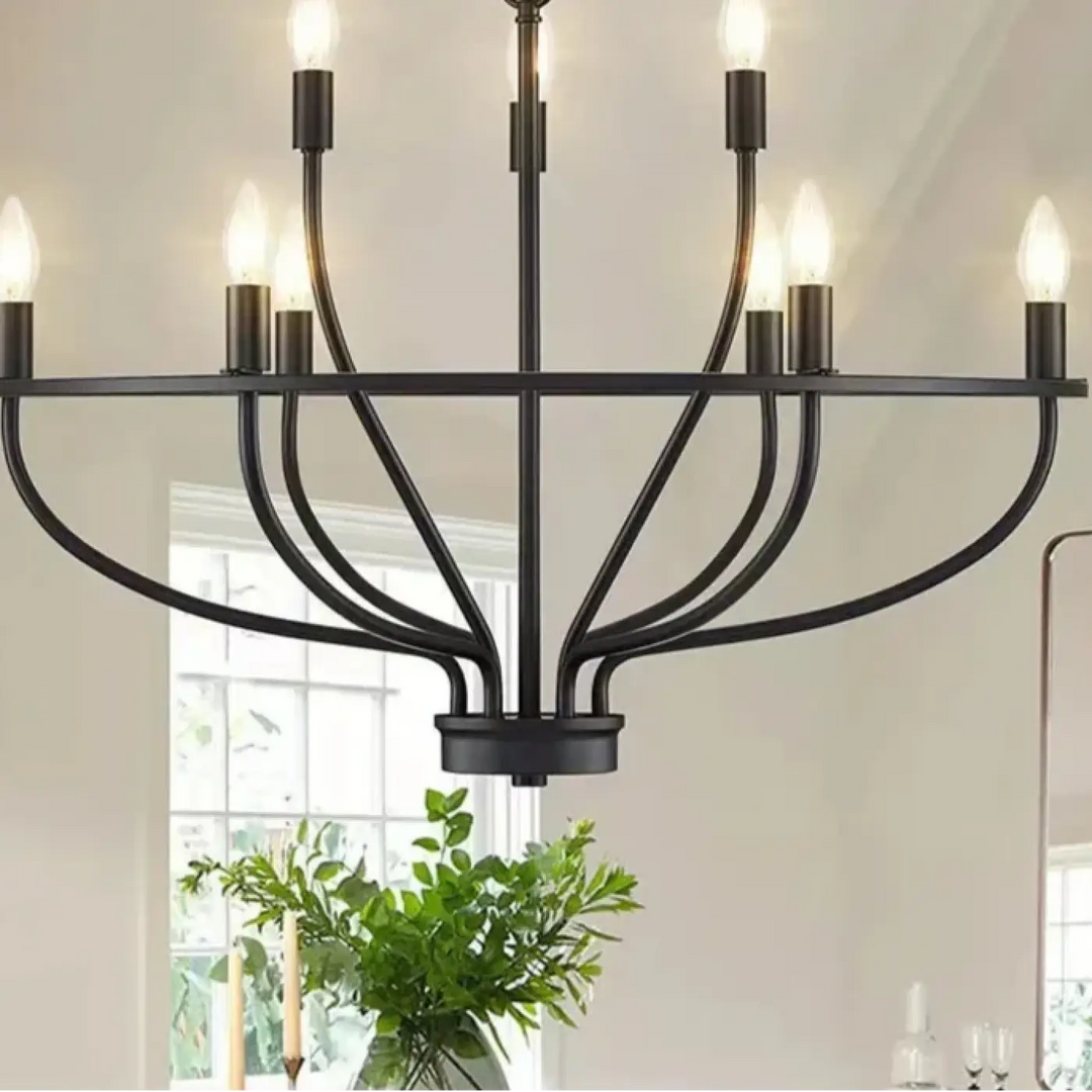 Suspension Design Circulaire Dorée Avec Lumières Flamme


