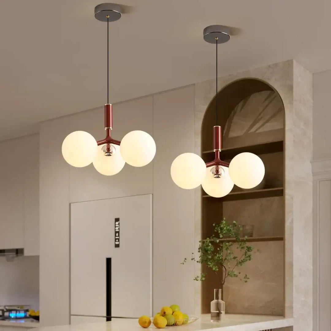 Suspension contemporaine à boules lumineuses chic style