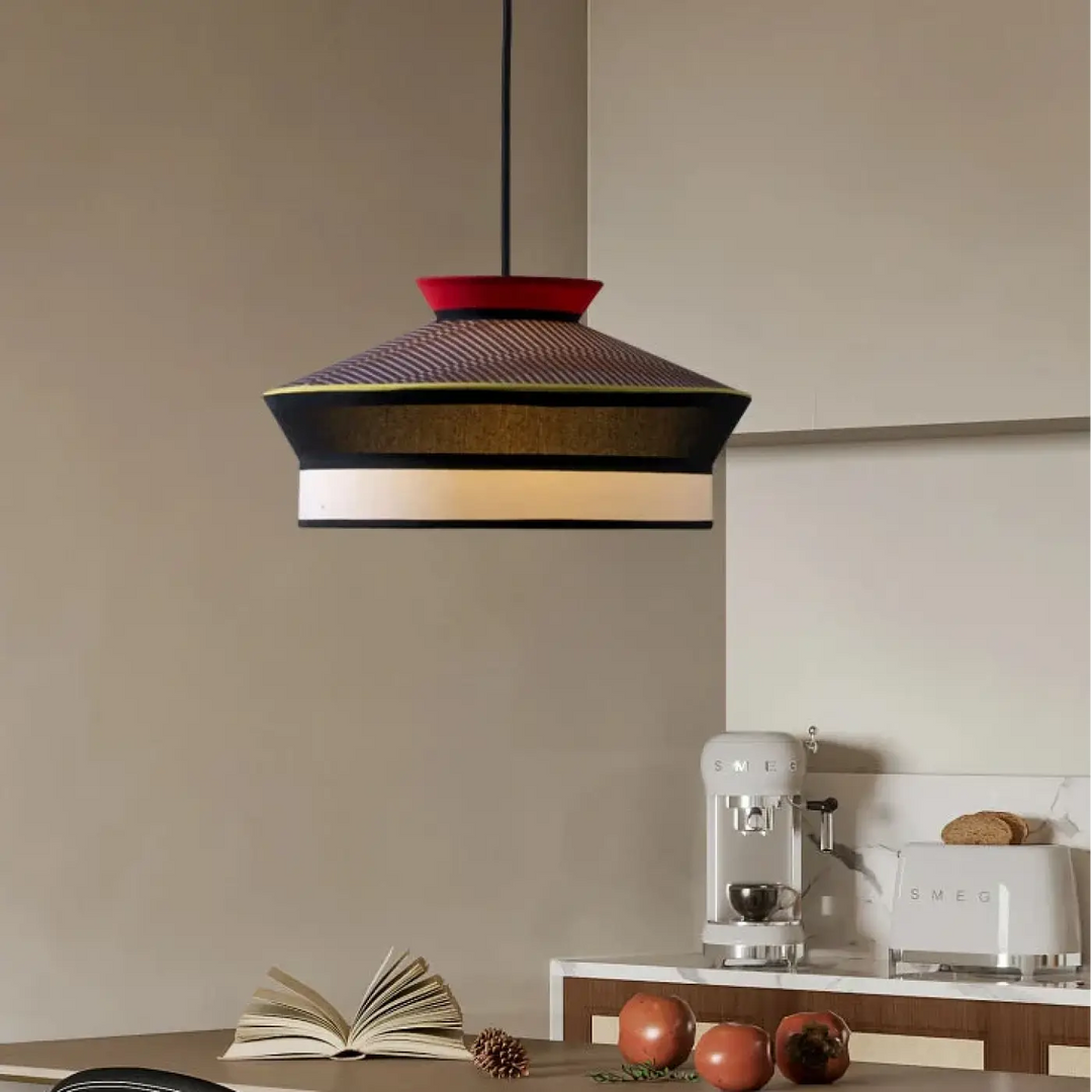 Suspension contemporaine en tissu et métal style chic