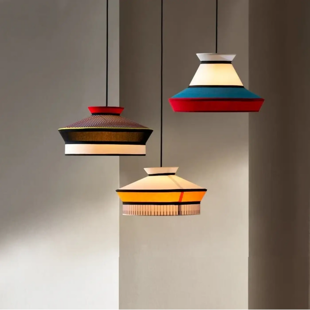 Suspension contemporaine en tissu et métal style chic