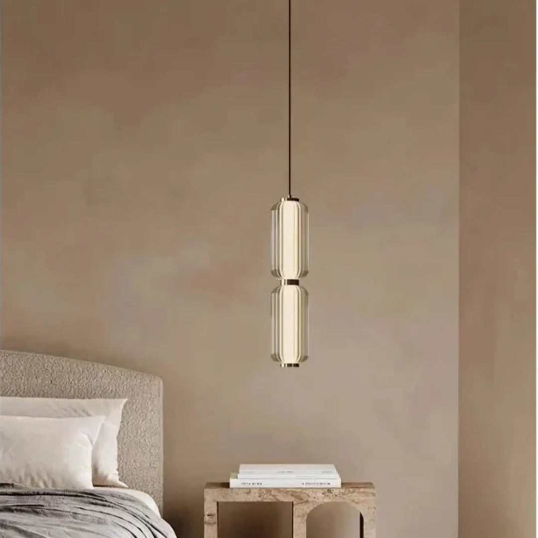 Suspension Design Cylindrique En Verre Nervuré Verticale