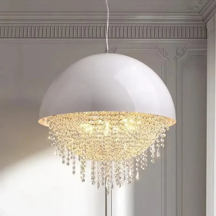 Suspension design demi sphère avec cristaux éblouissants