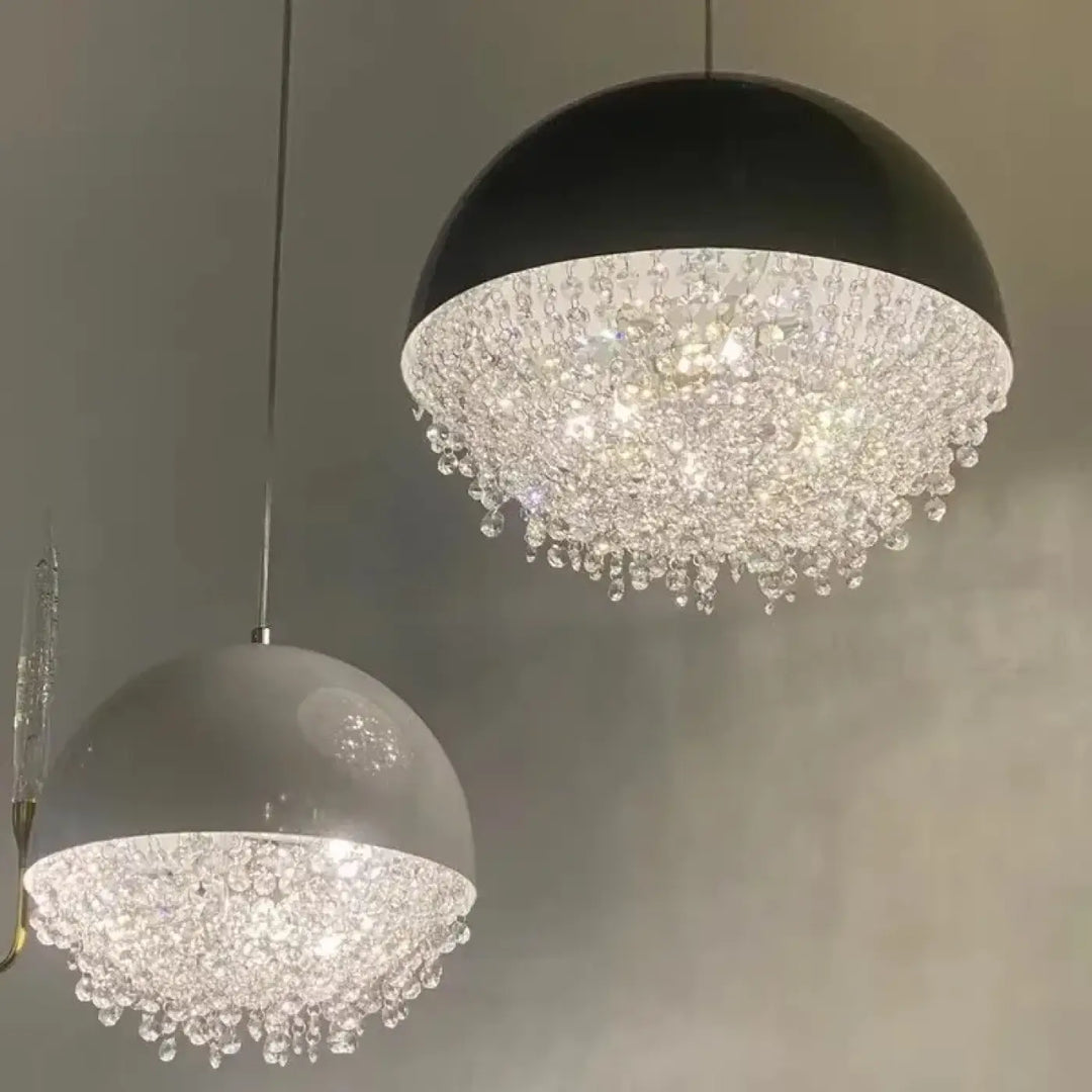 Suspension design demi sphère avec cristaux éblouissants