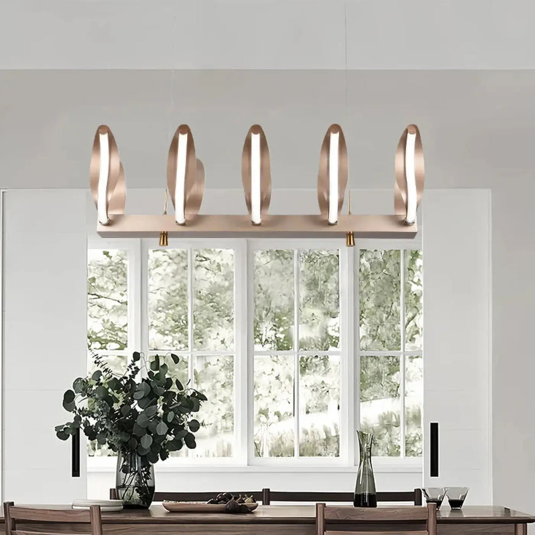 Suspension design dorée vagues luminaire led moderne