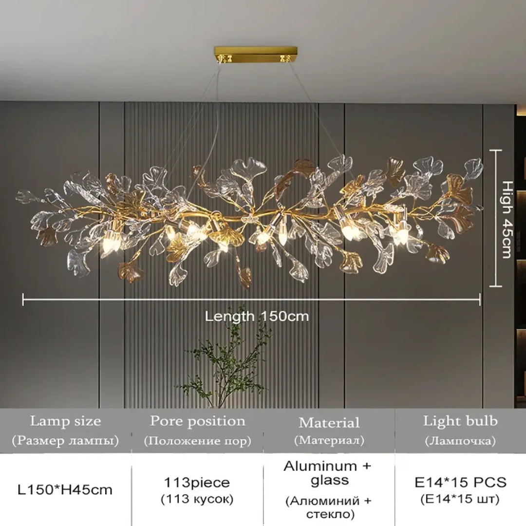 Suspension design en verre sculpté style végétal chic