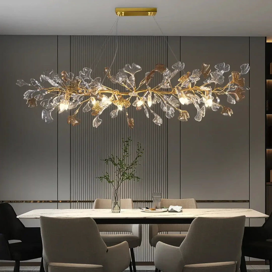 Suspension design en verre sculpté style végétal chic