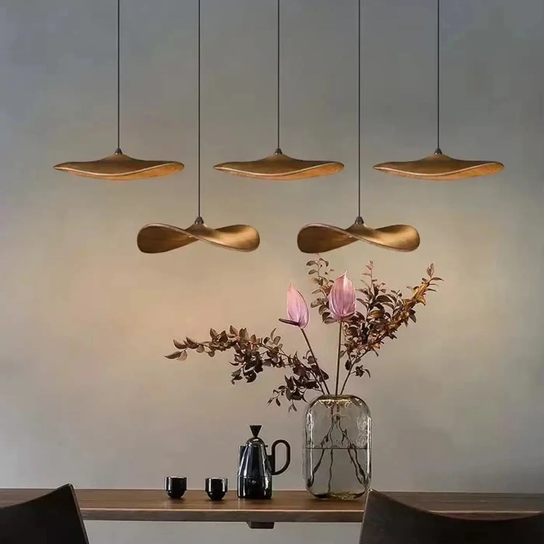Suspension design effet bois led spectre complet élégant