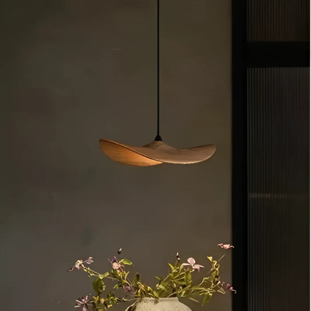 Suspension design effet bois led spectre complet élégant