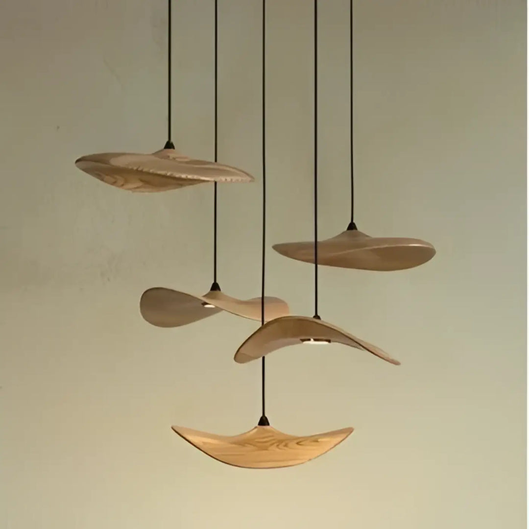Suspension design effet bois led spectre complet élégant
