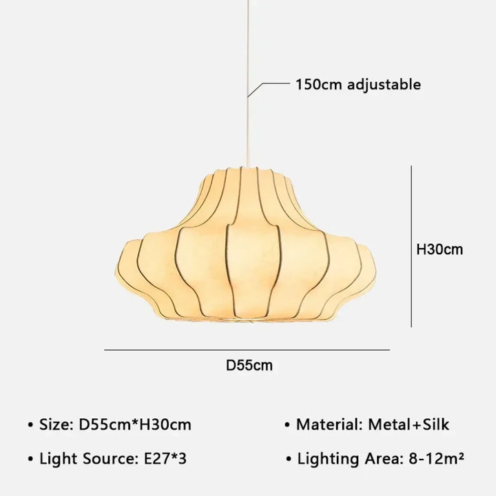Suspension design élégante en tissu et métal sculpté
