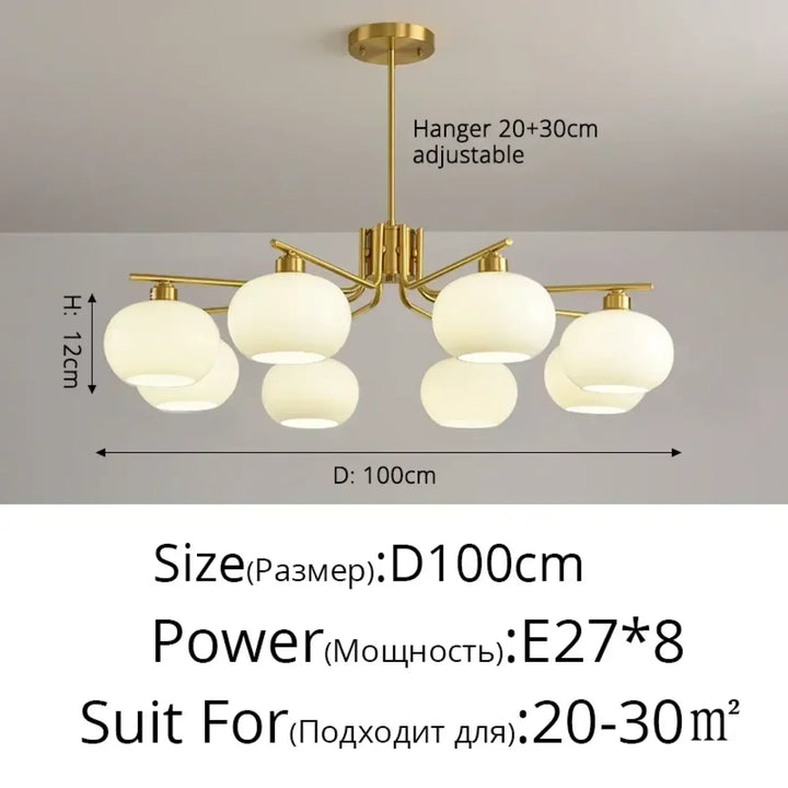 Suspension design avec globes en verre opale élégante