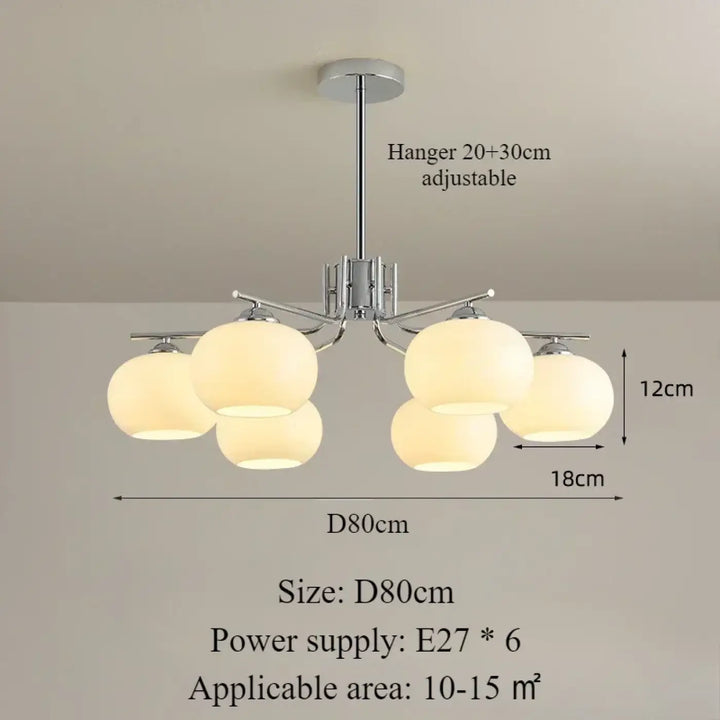 Suspension design avec globes en verre opale élégante