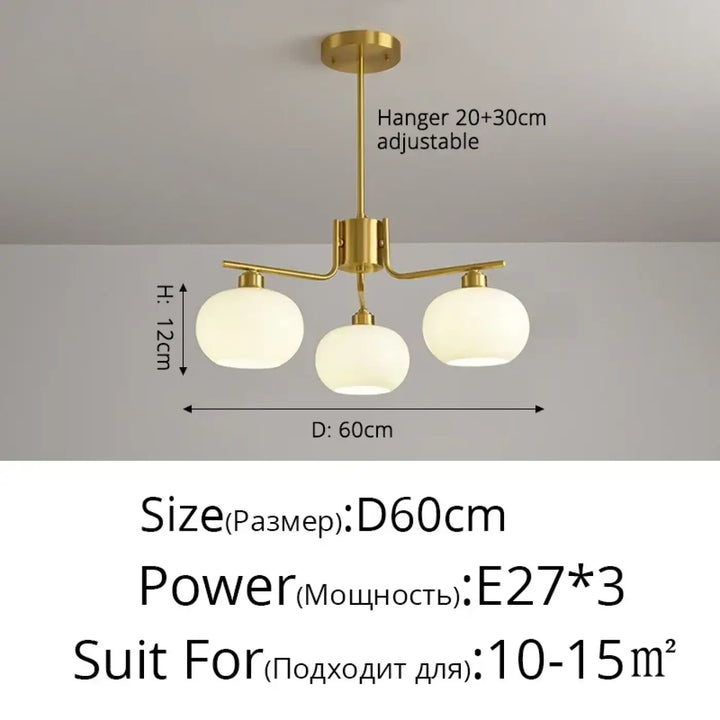 Suspension design avec globes en verre opale élégante