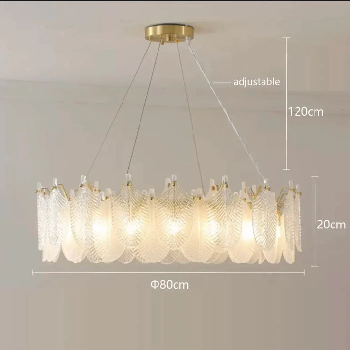Suspension design à feuilles cristal et doré élégante chic