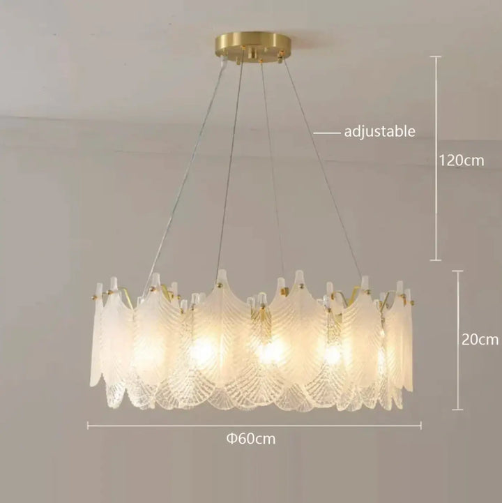 Suspension design à feuilles cristal et doré élégante chic