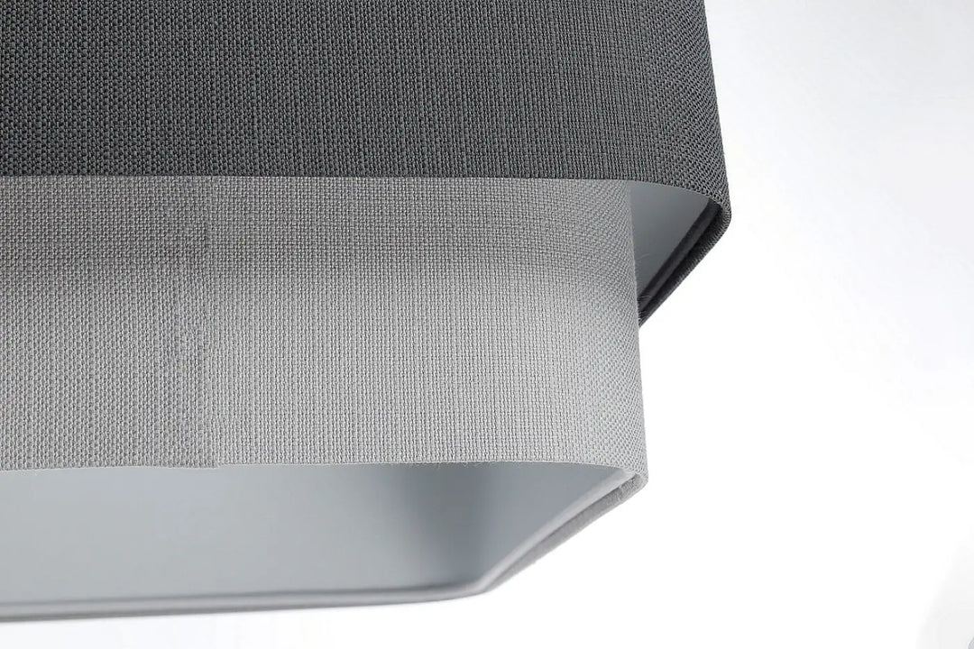 Suspension luminaire kwadro duo en tissu gris tissé avec design graphite moderne et texture subtile
