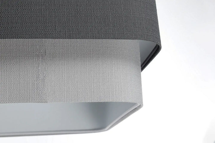 Suspension luminaire kwadro duo en tissu gris tissé avec design graphite moderne et texture subtile