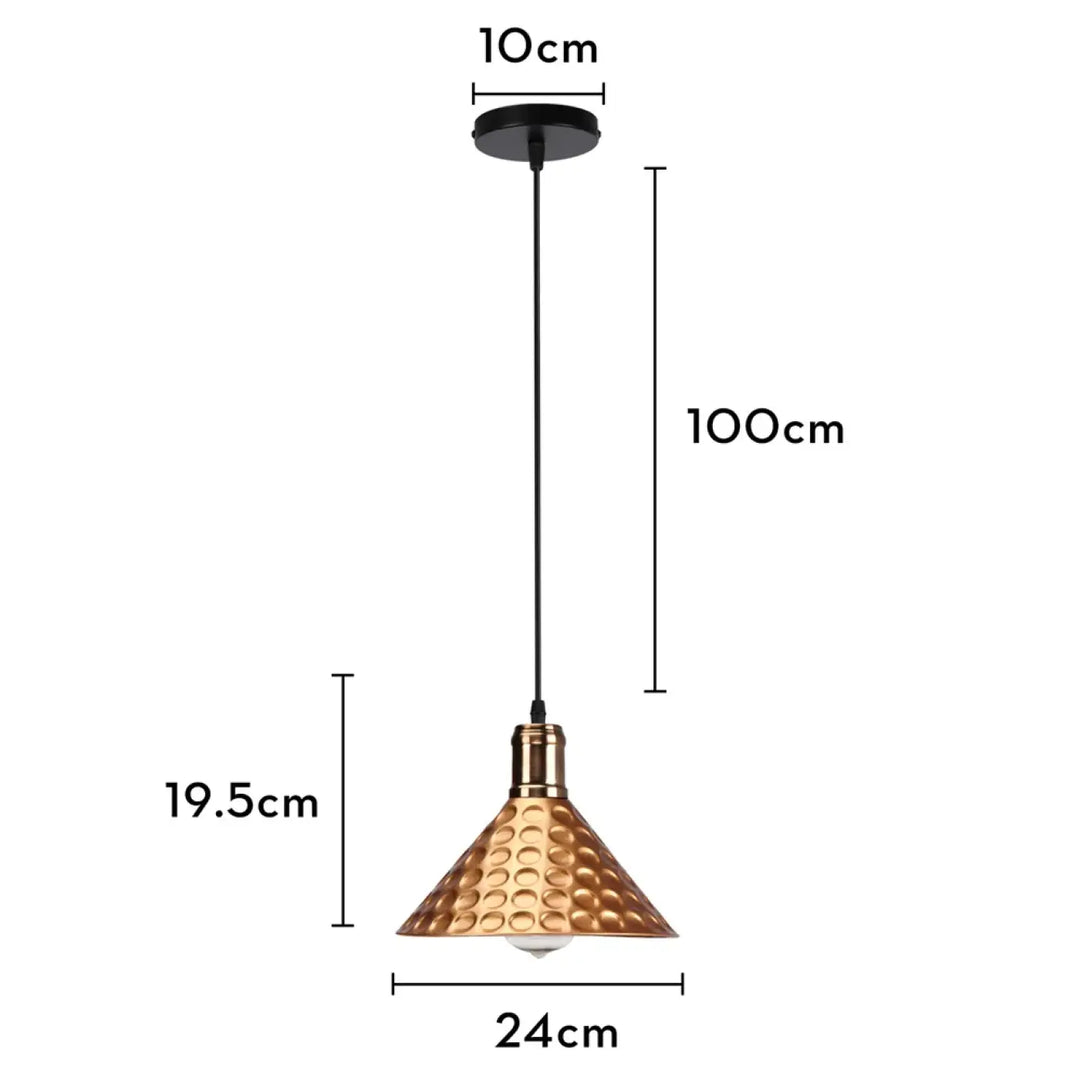 Suspension industriel cuivre à motifs martelés élégant