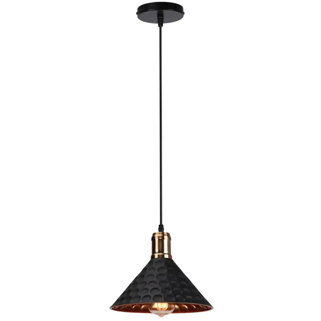 Suspension industriel cuivre à motifs martelés élégant