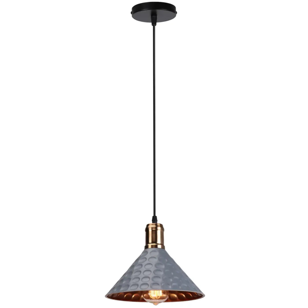 Suspension industriel cuivre à motifs martelés élégant