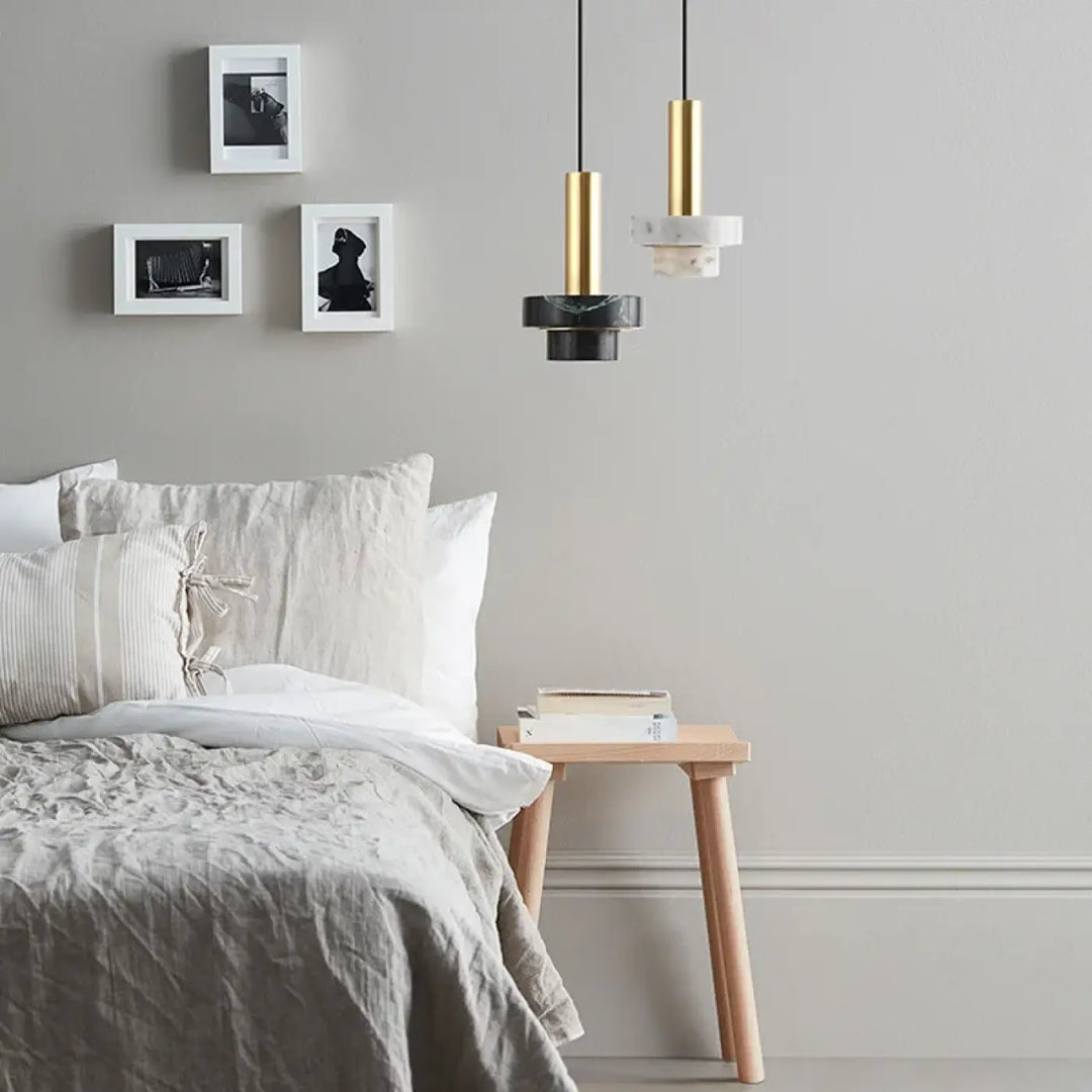 Suspension Design En Laiton Et Pierre Terrazzo Moderne