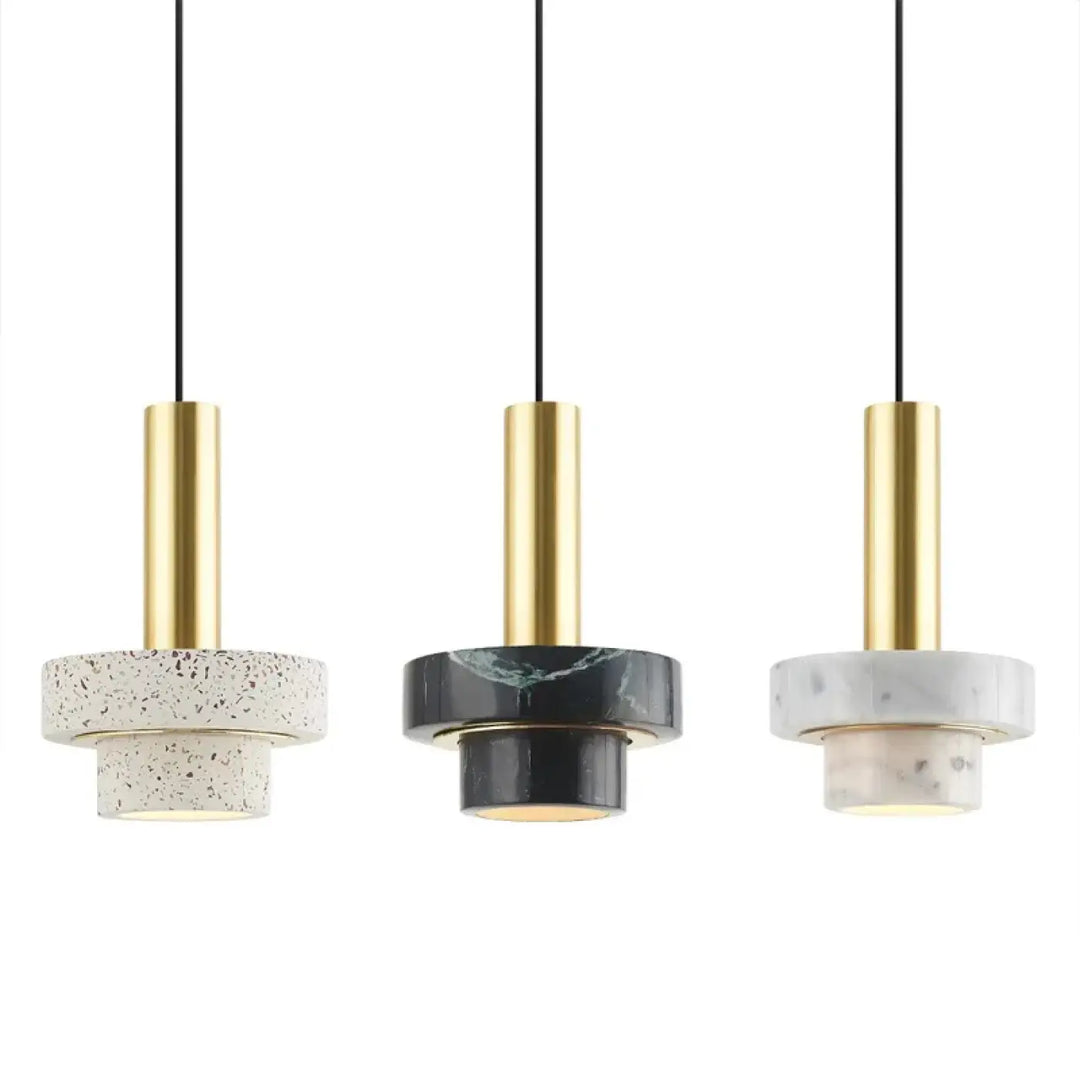 Suspension Design En Laiton Et Pierre Terrazzo Moderne