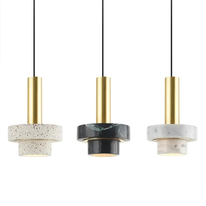 Suspension Design En Laiton Et Pierre Terrazzo Moderne