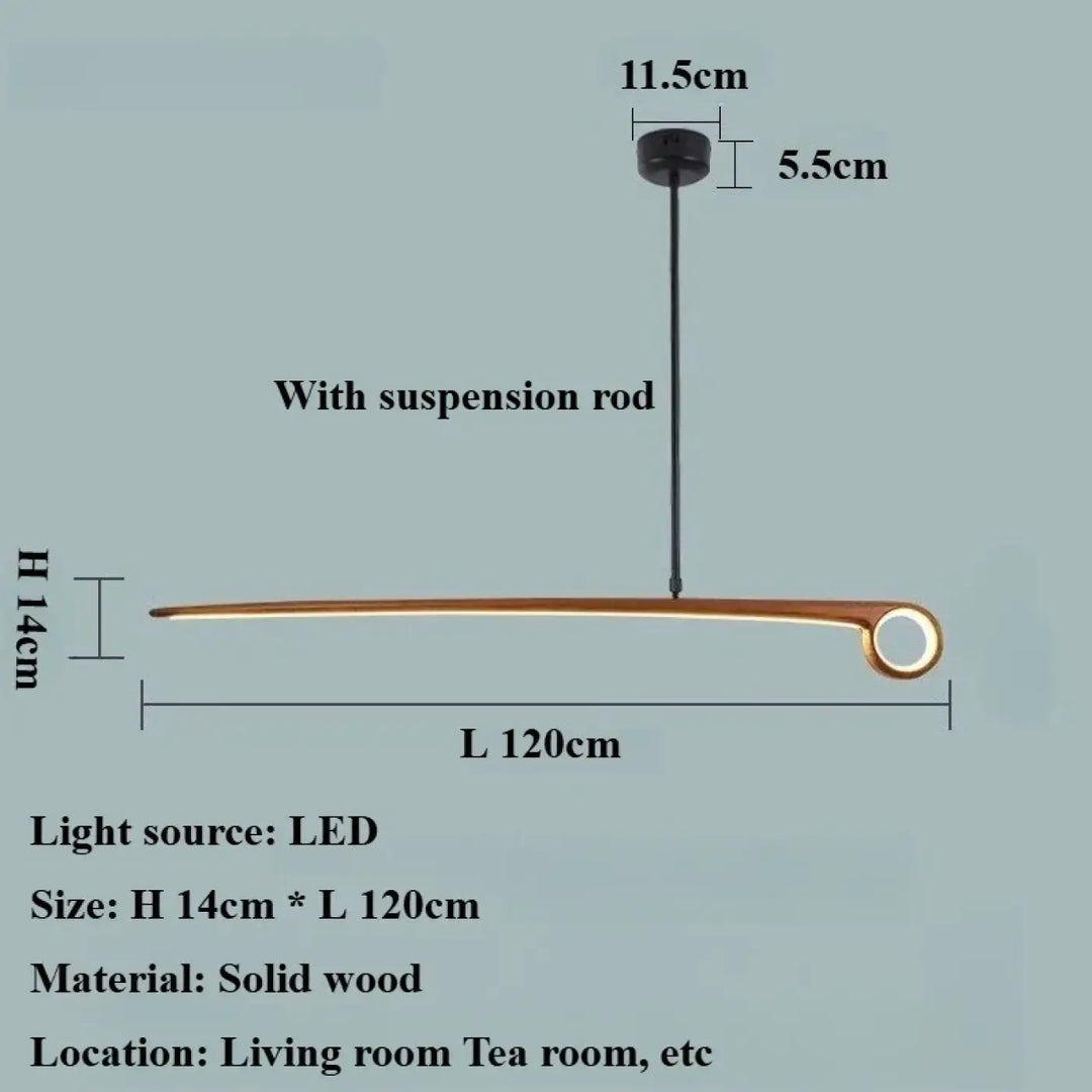 Suspension design led en bois massif linéaire élégante chic