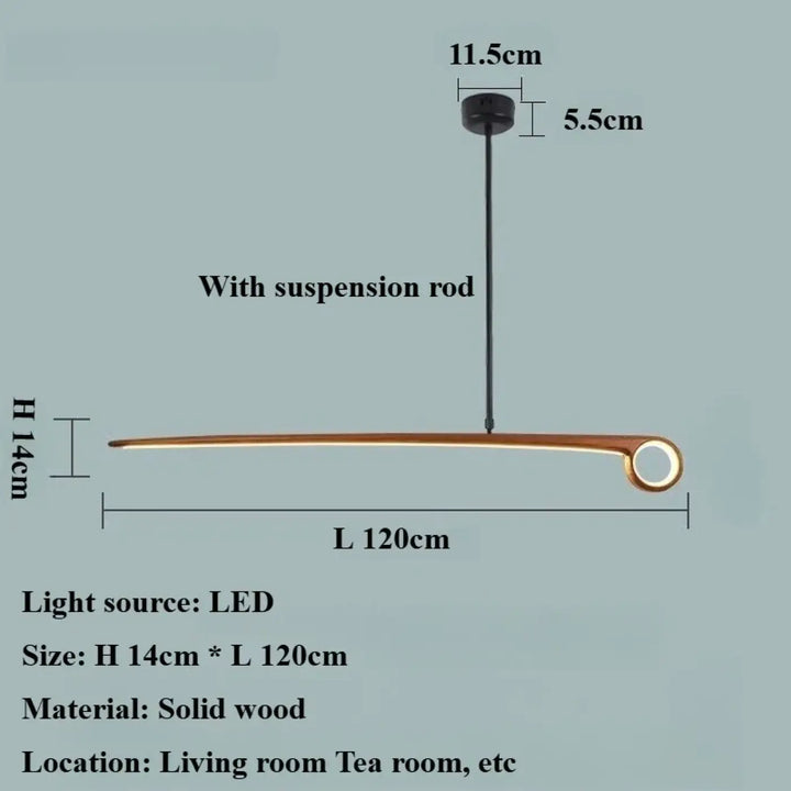 Suspension design led en bois massif linéaire élégante chic