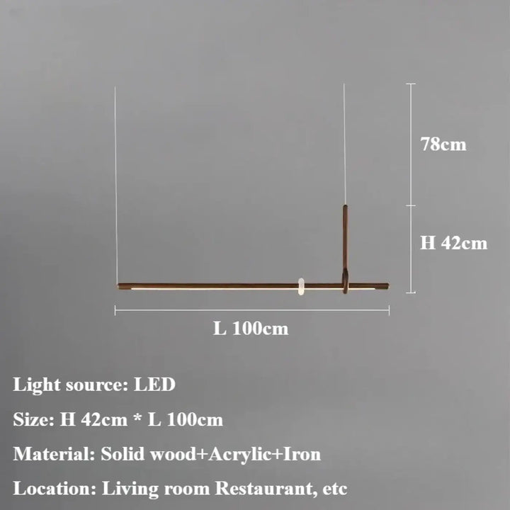 Suspension led bois massif linéaire élégante style raffiné
