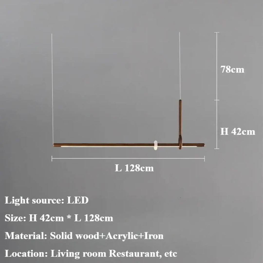 Suspension led bois massif linéaire élégante style raffiné