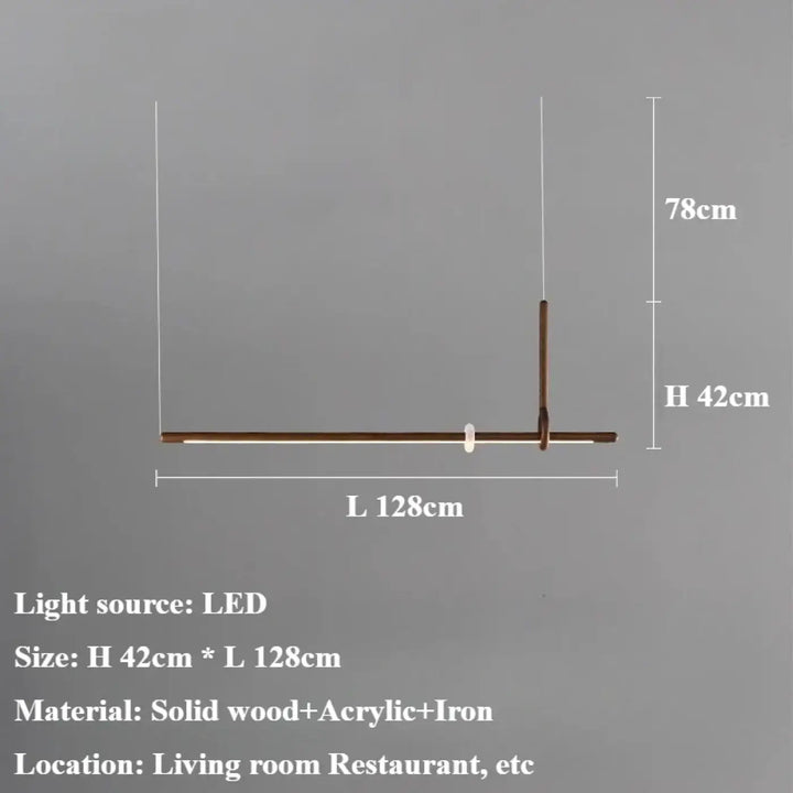 Suspension led bois massif linéaire élégante style raffiné