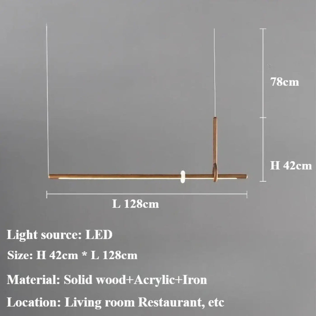 Suspension led bois massif linéaire élégante style raffiné