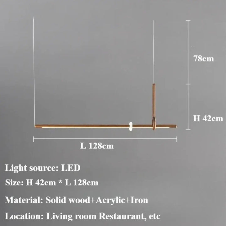 Suspension led bois massif linéaire élégante style raffiné