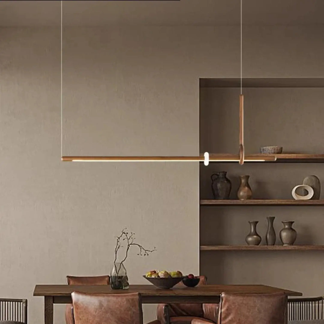 Suspension led bois massif linéaire élégante style raffiné