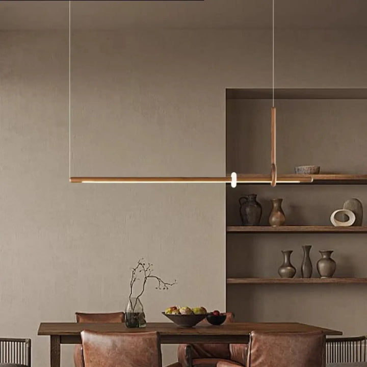 Suspension led bois massif linéaire élégante style raffiné