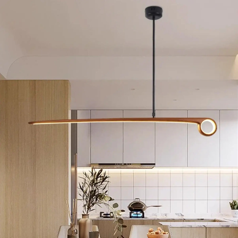 Suspension design led en bois massif linéaire élégante chic