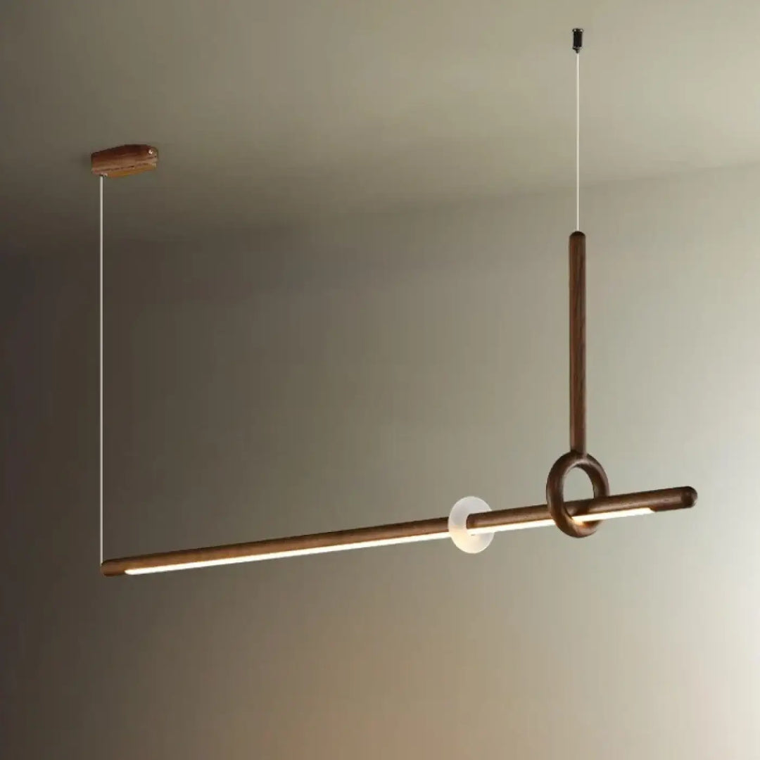 Suspension led bois massif linéaire élégante style raffiné